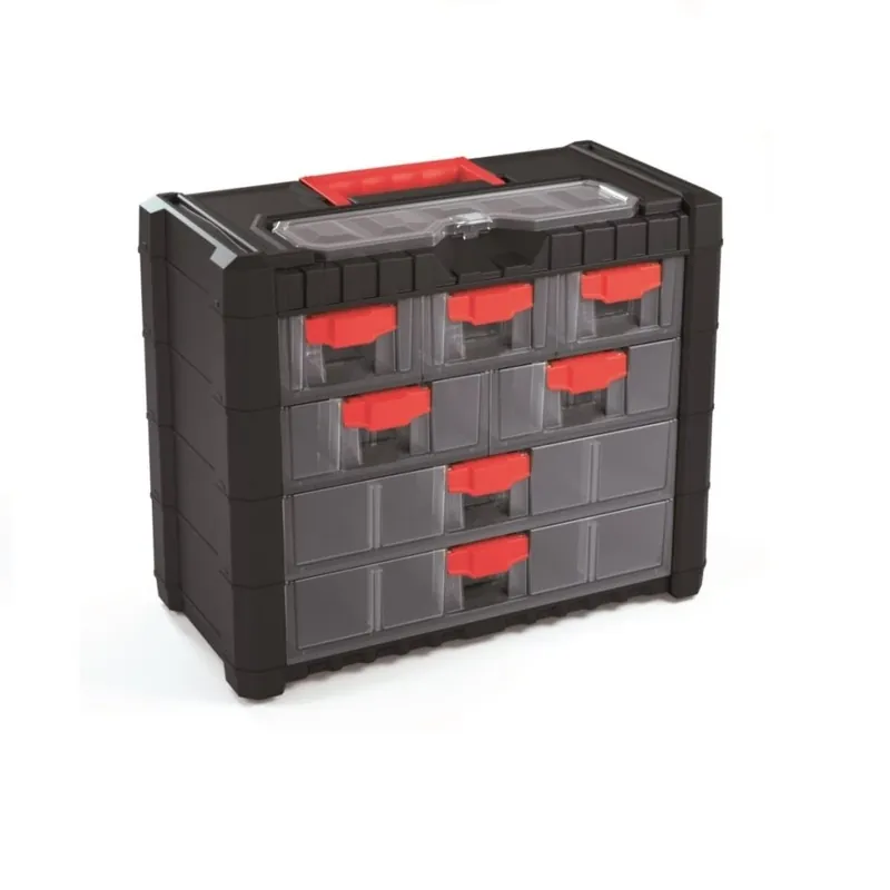 Plastový organizér závěsný MULTICASE CARGO 400x200x326 červené úchyty Kistenberg