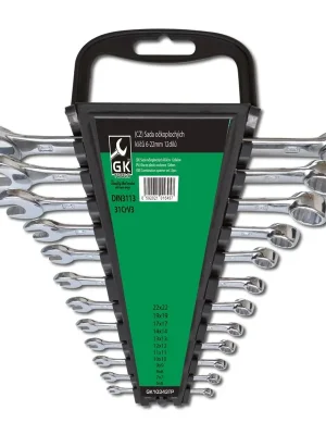 GK TOOLS Sada očkoplochých klíčů, chrom 12 dílů | 6-22 mm, plastový držák GK TOOLS