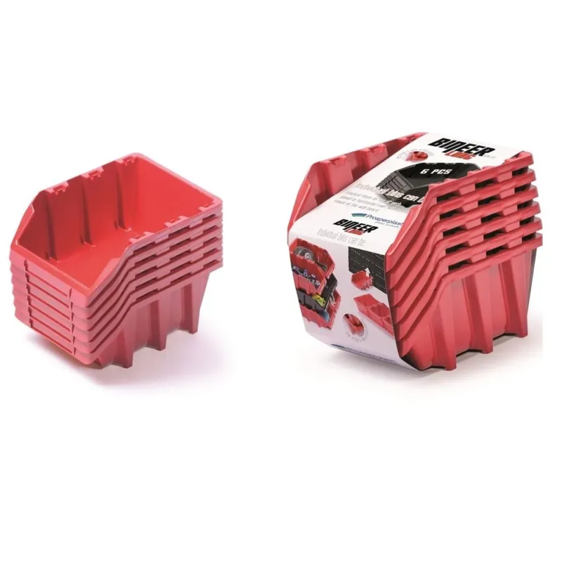Set úložných boxů 6ks BINEER LONG 249x158x114mm, červený Kistenberg